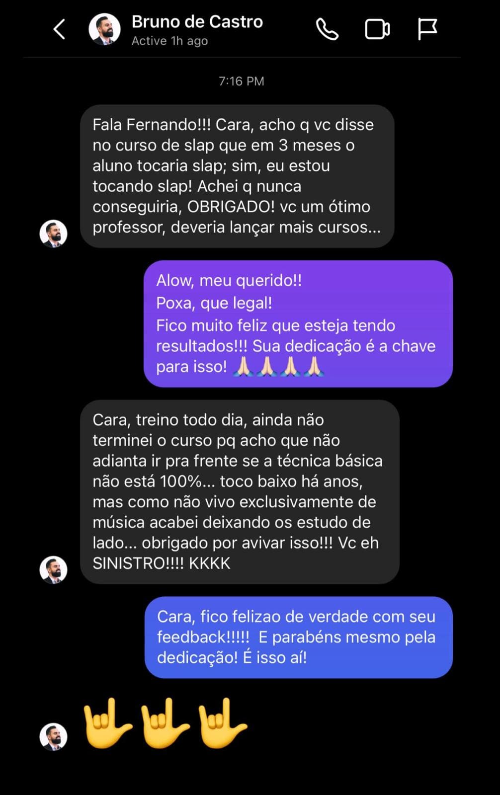 Depoimento original de aluno 1